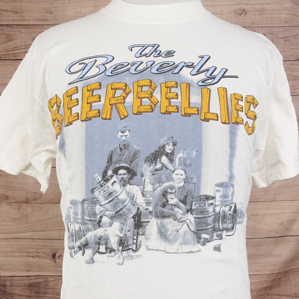 VINTAGE THE BEVERLY BEERBELLIES FUNNY HUMOR BEER PARODY TSHIRT SZ L LARGE